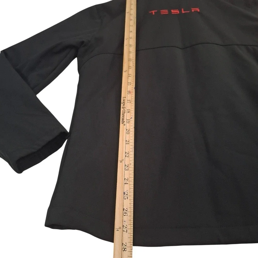 Tesla Motors Softshell Jacket Mens Medium Black Full Zip Red Logo TSL4005BK